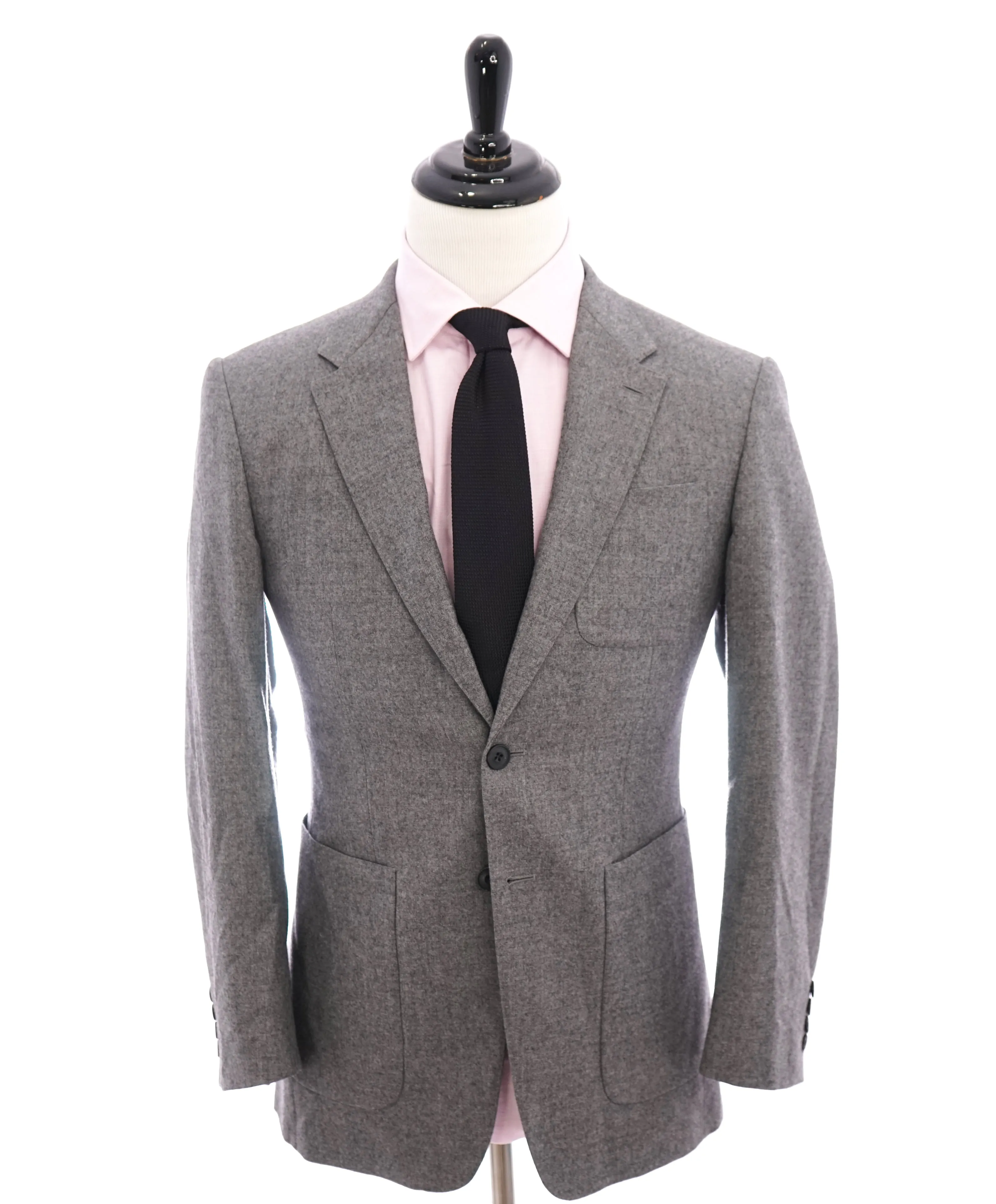BURBERRY LONDON - "Millbank" Gray Flannel Wool Patch Pocket Blazer - 38R
