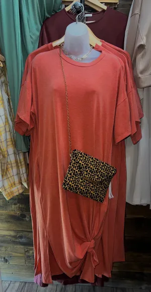 Burnt Orange Long T-Shirt Dress