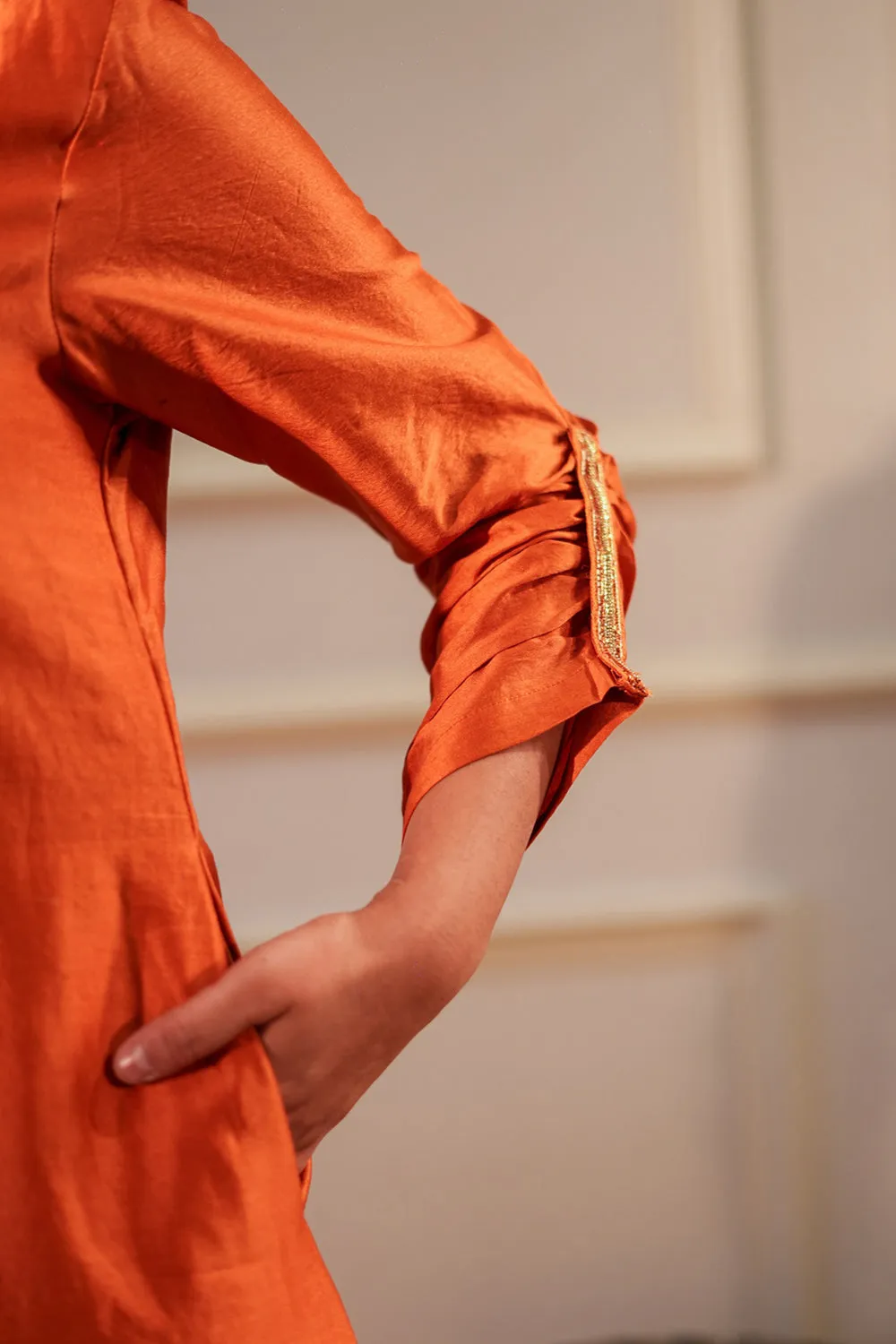 Burnt Orange Sequin Kurta Set