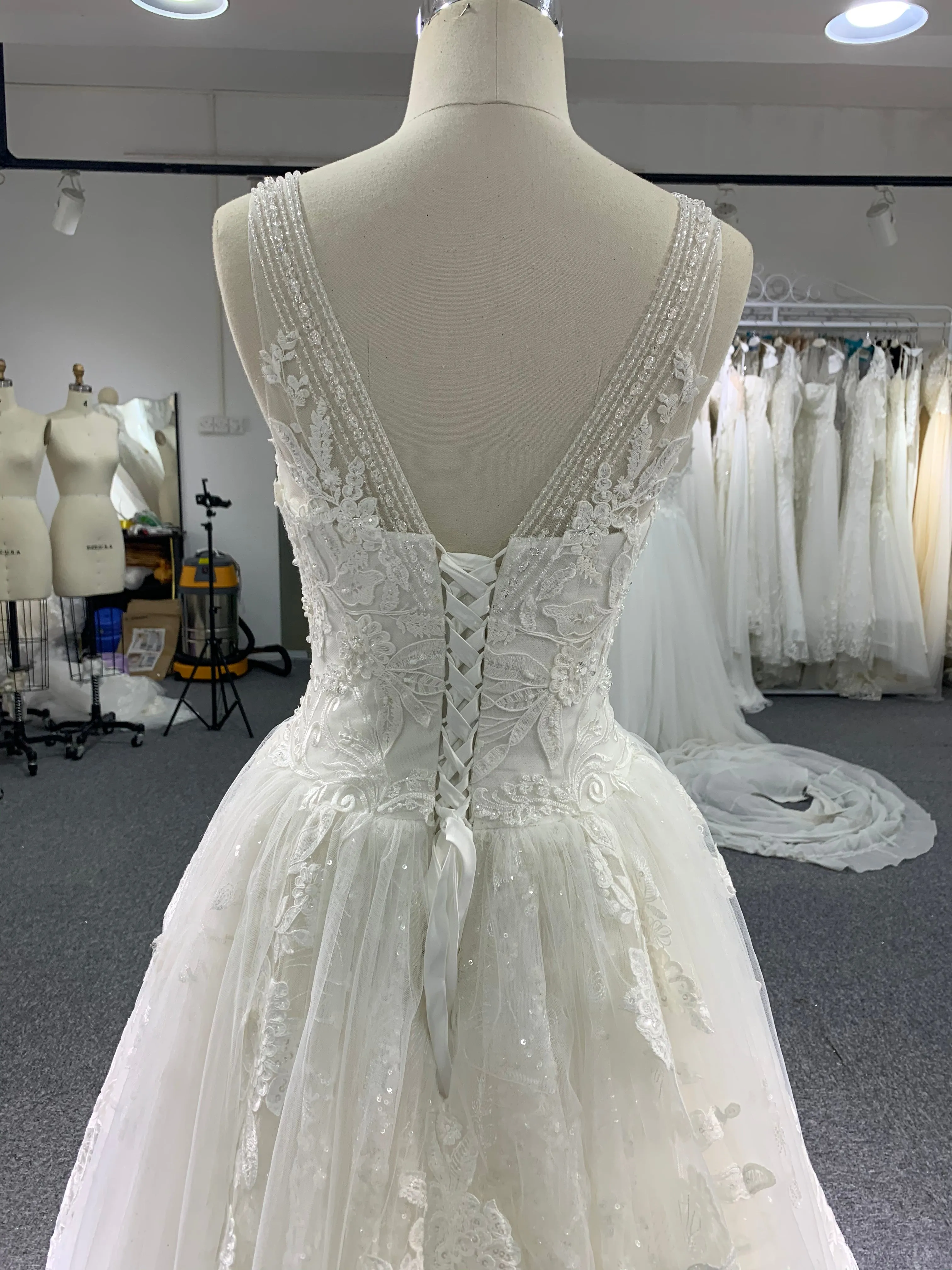 BYG lace beadings A line wedding dress