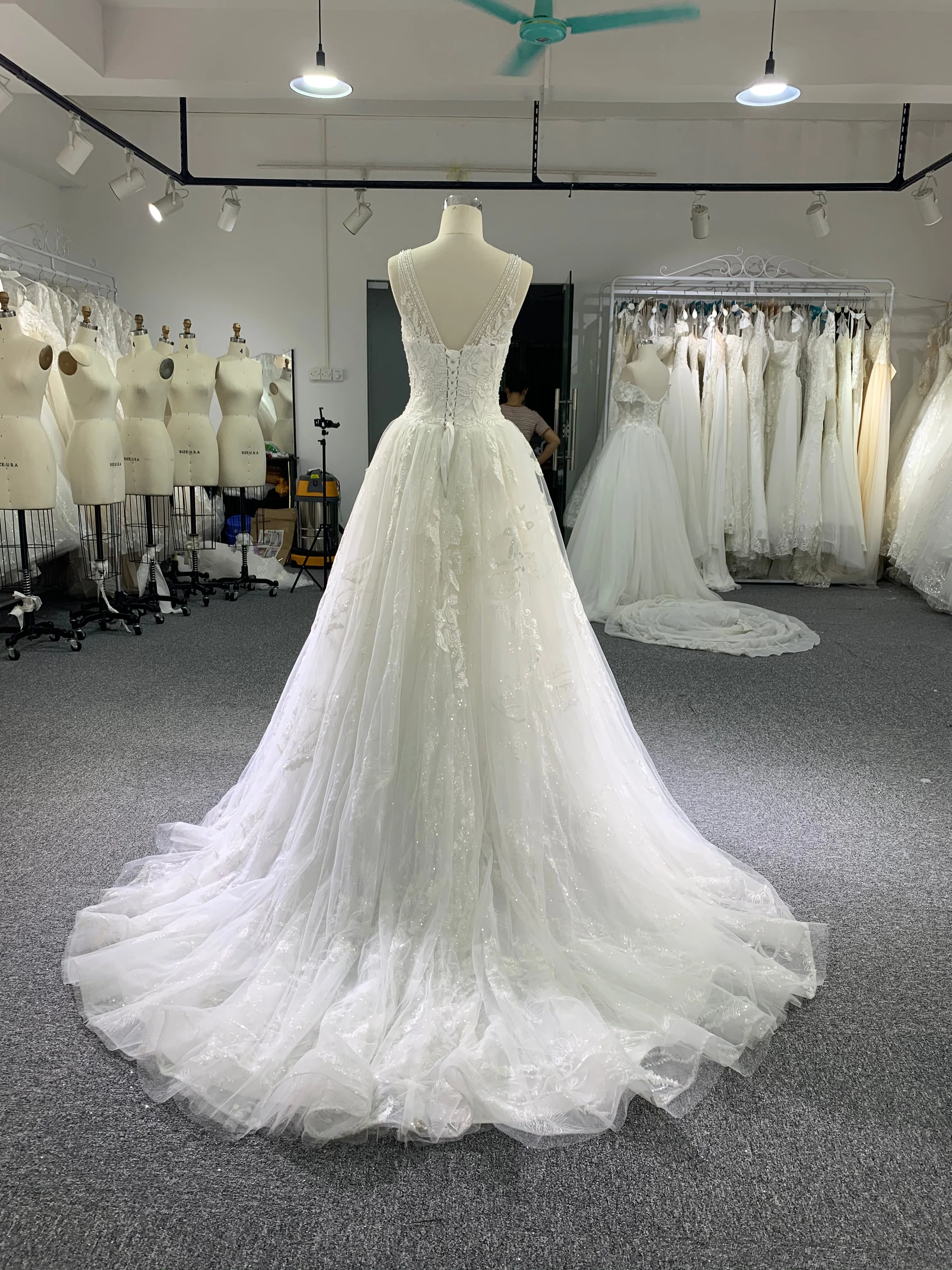 BYG lace beadings A line wedding dress
