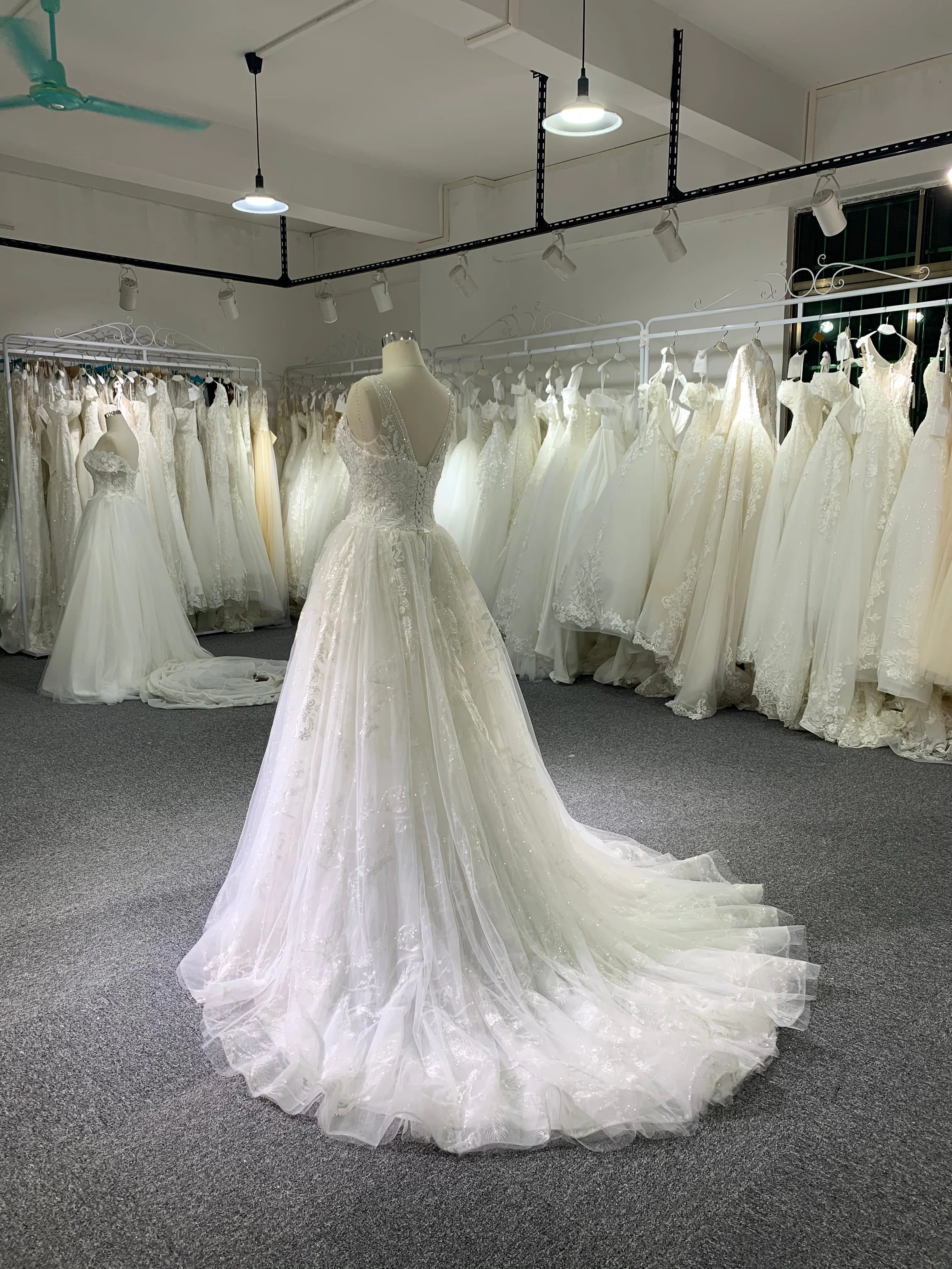 BYG lace beadings A line wedding dress