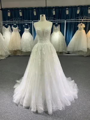 BYG lace beadings A line wedding dress