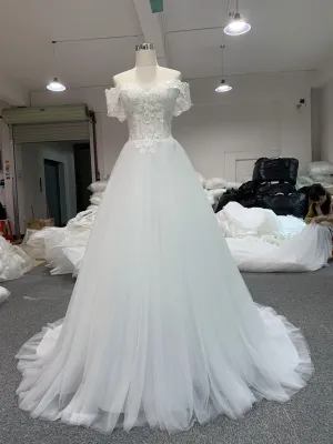 BYG simply tulle off the shoulder A line wedding dress