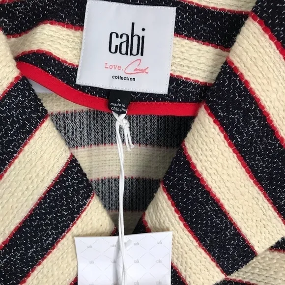 Cabi Cruise Tweed Blazer #5094 Nautical Striped Jacket Womens size 6 New