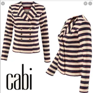 Cabi Cruise Tweed Blazer #5094 Nautical Striped Jacket Womens size 6 New