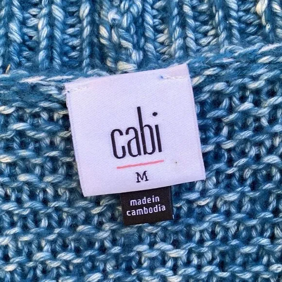 🧥CAbi ASTRAL CARTIGAN sz M in Celestial Blue &amp; White Knit. NWOT