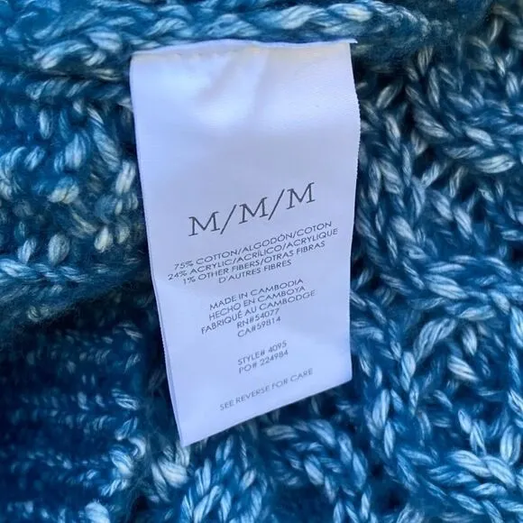 🧥CAbi ASTRAL CARTIGAN sz M in Celestial Blue &amp; White Knit. NWOT