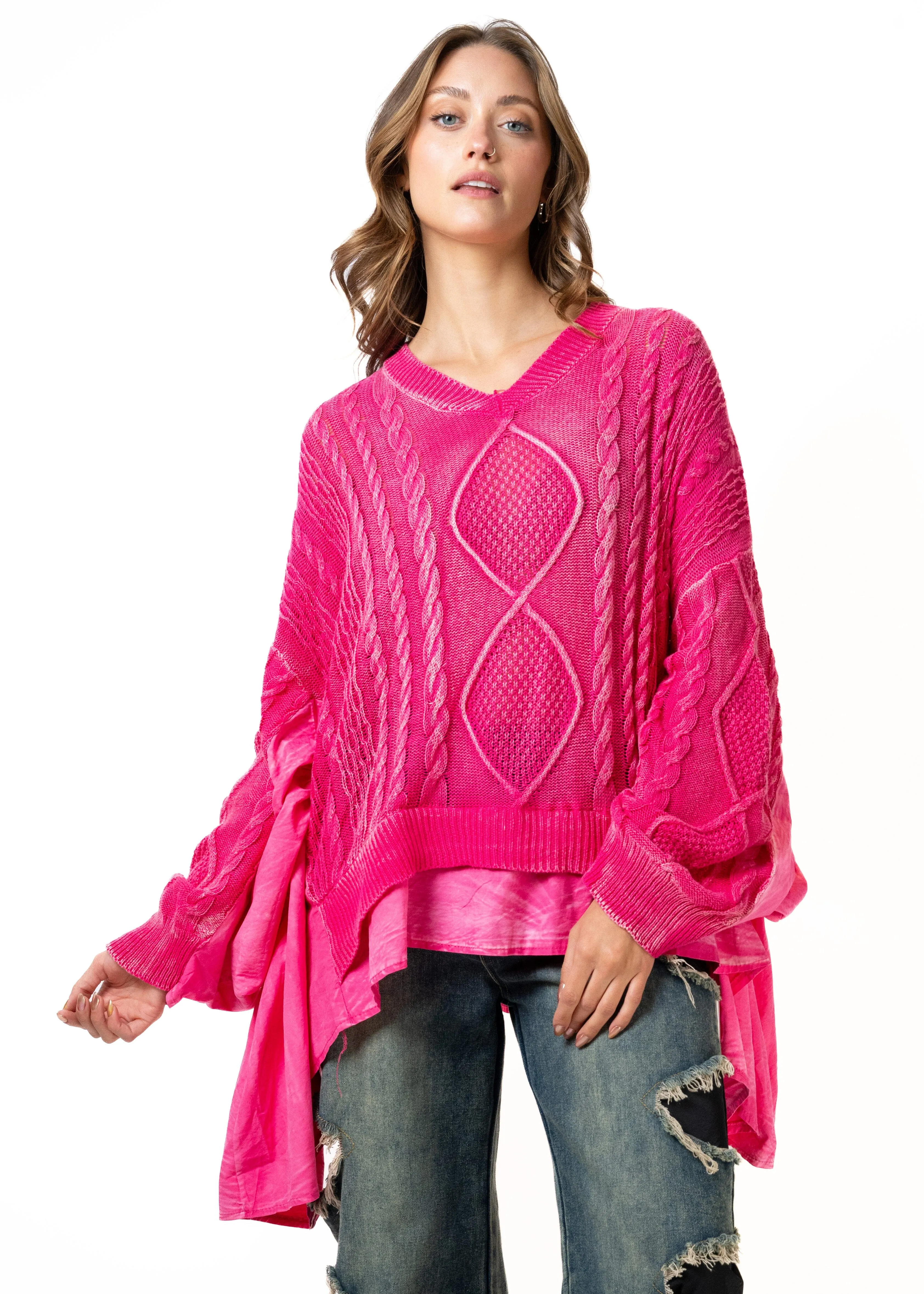 Cable Knit Batwing Sweater