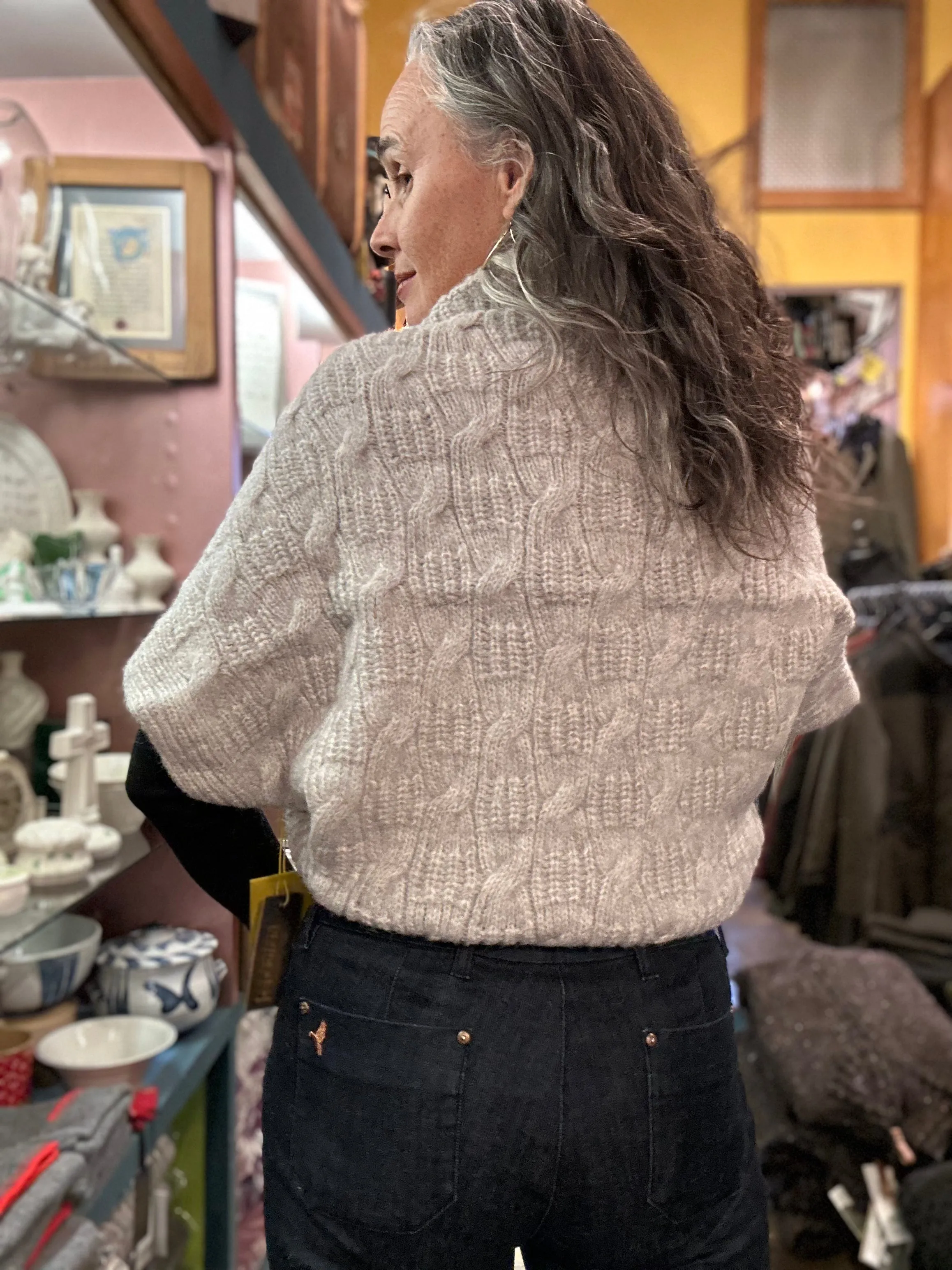 Cable Knit Bolero Light Grey