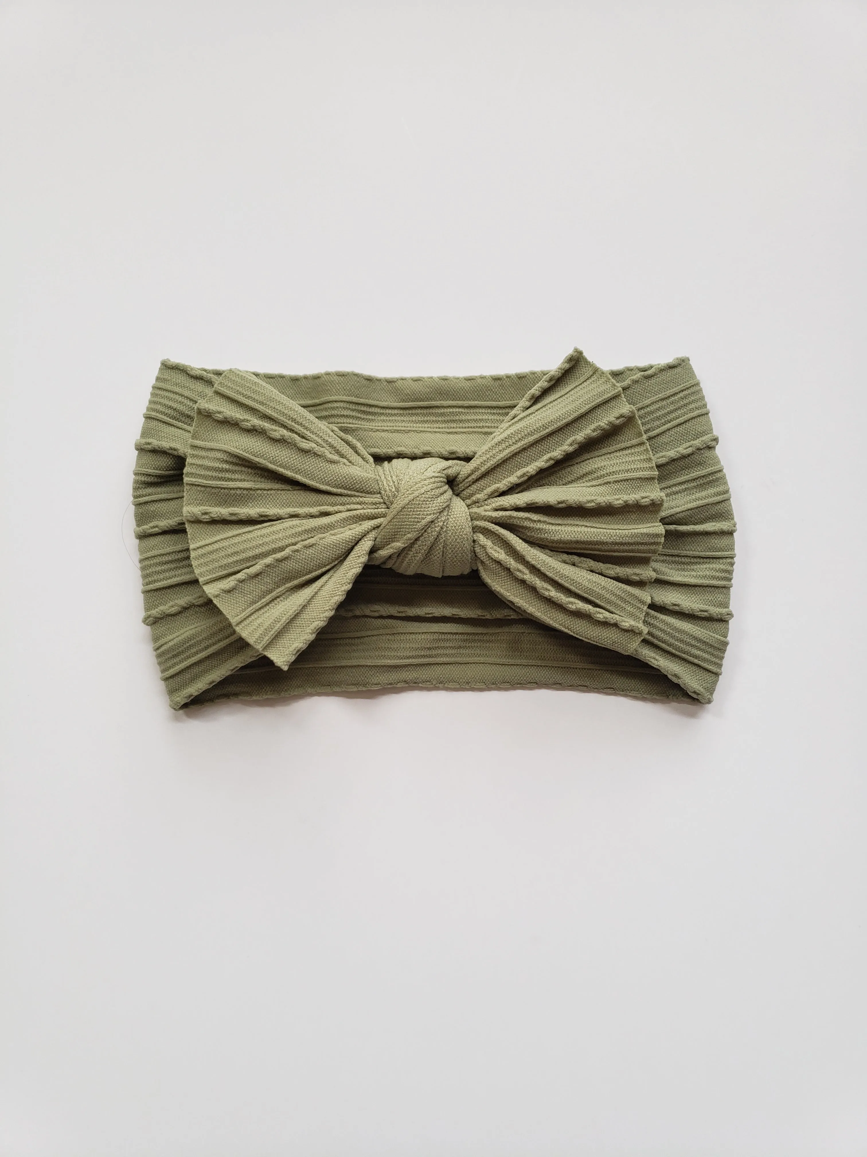 Cable Knit Bow Headband | Sage