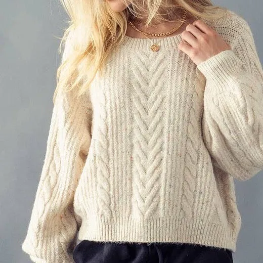 Cable Knit Crew Neck Sweater