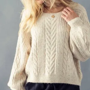 Cable Knit Crew Neck Sweater