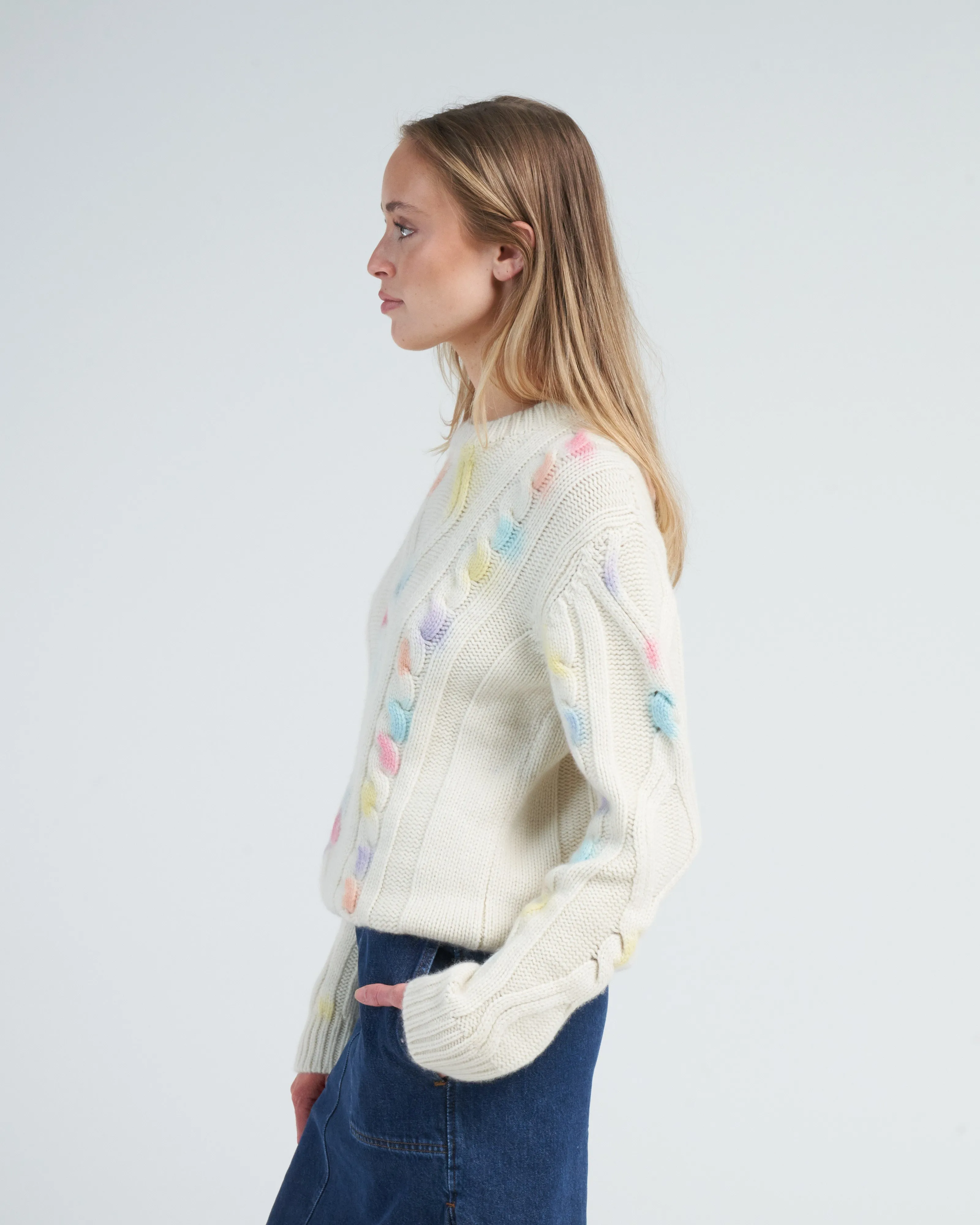 cable knit crew