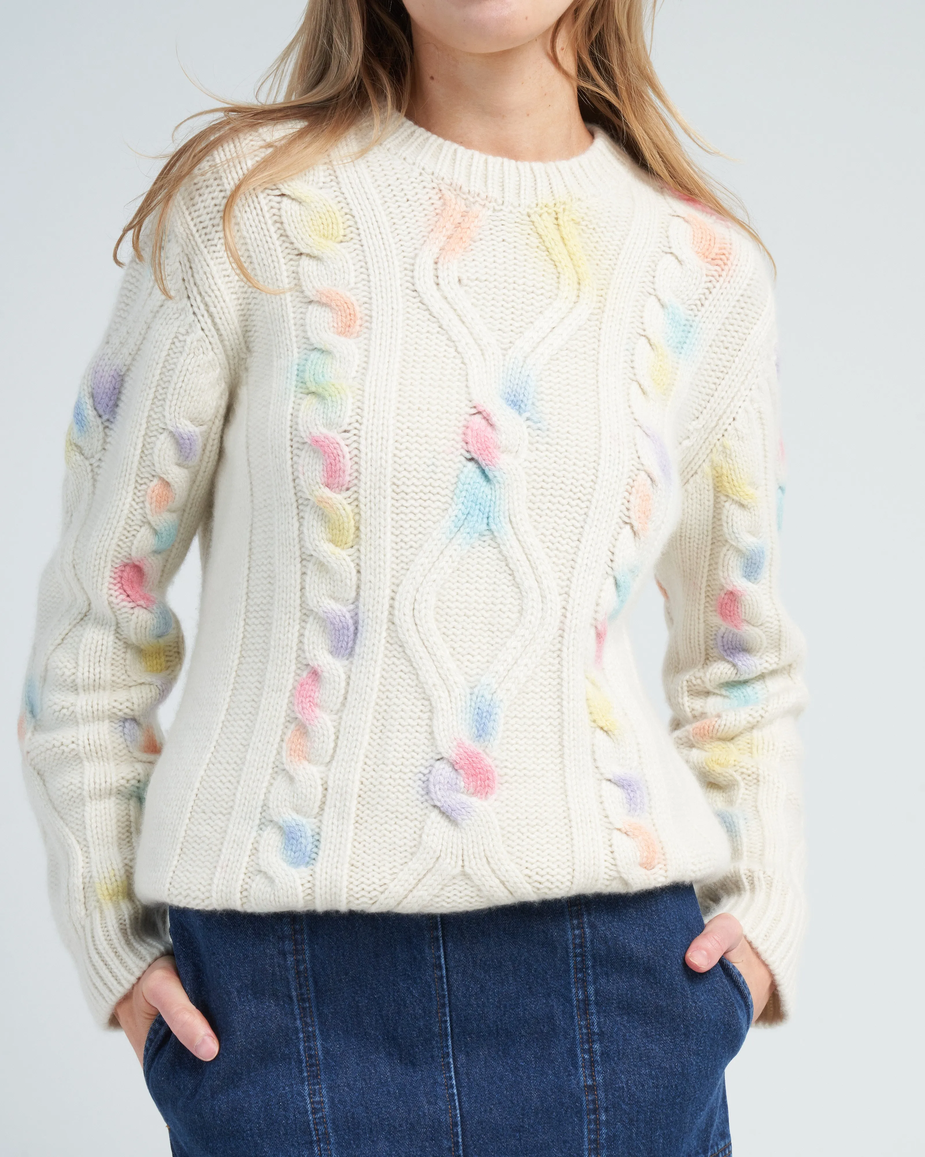 cable knit crew