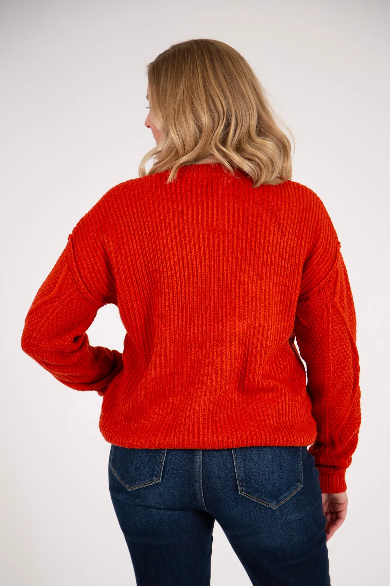Cable Knit Cropped Sweater | Rust