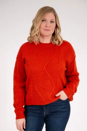 Cable Knit Cropped Sweater | Rust