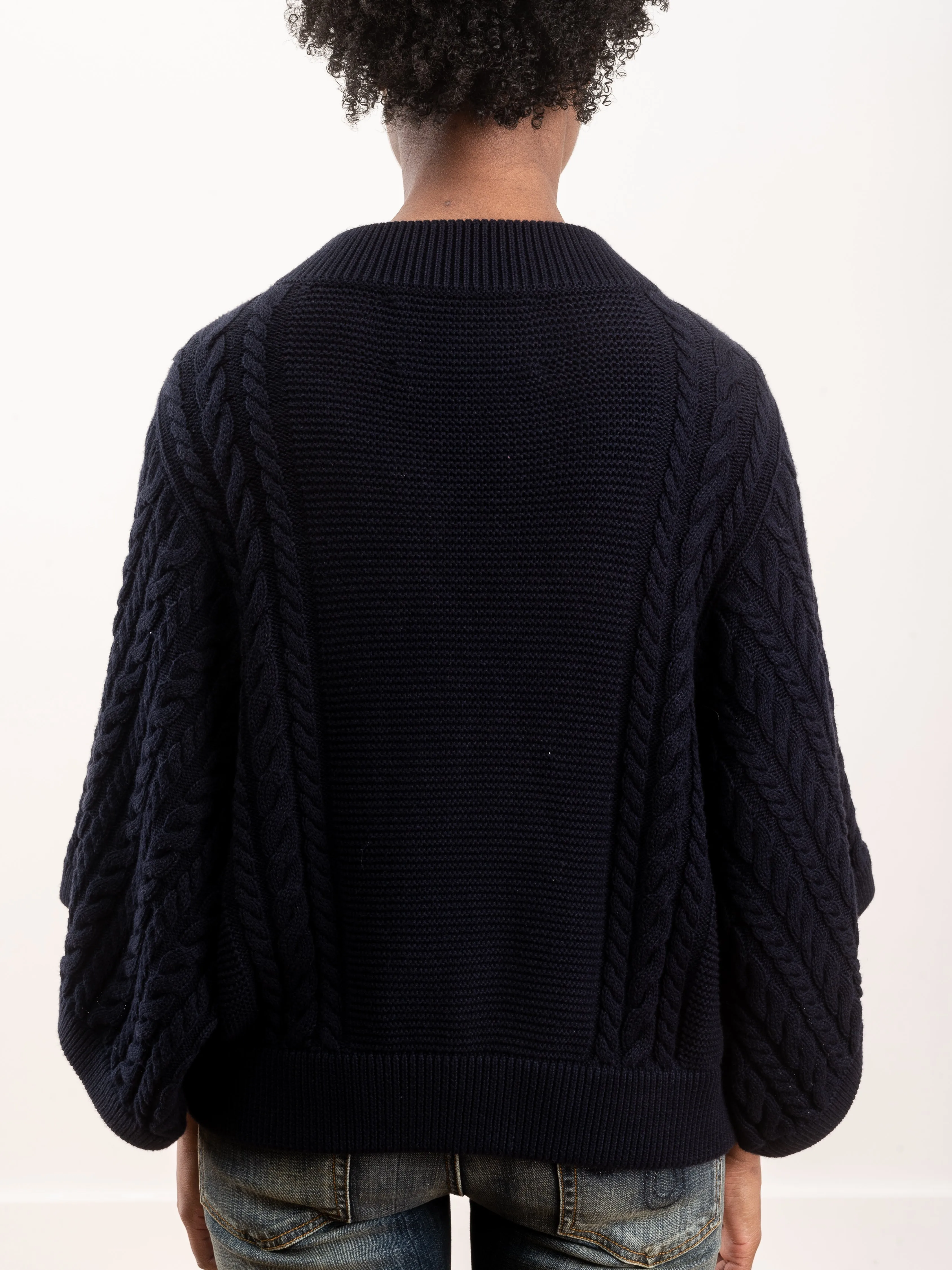 cable knit jumper - dark navy