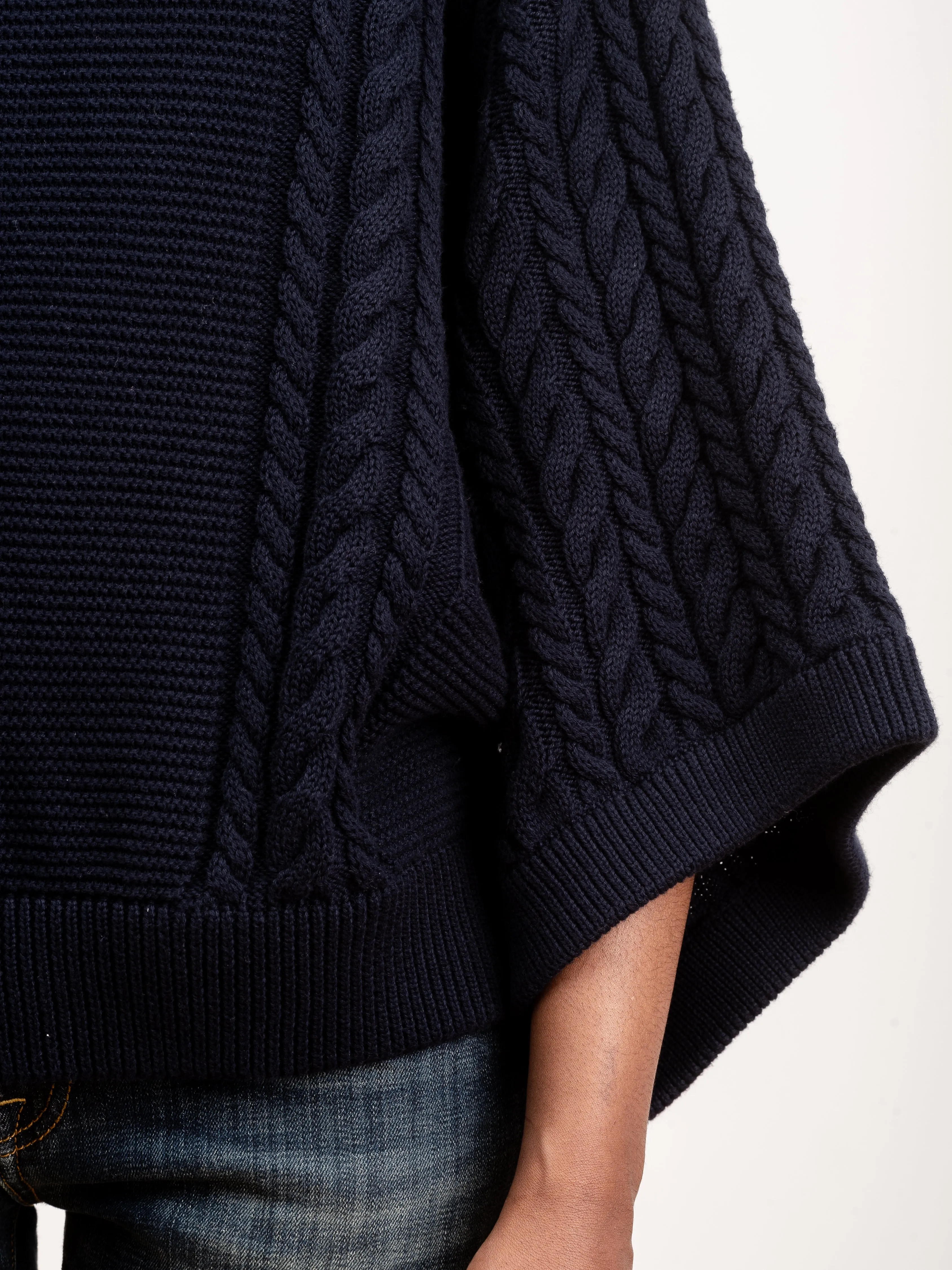 cable knit jumper - dark navy