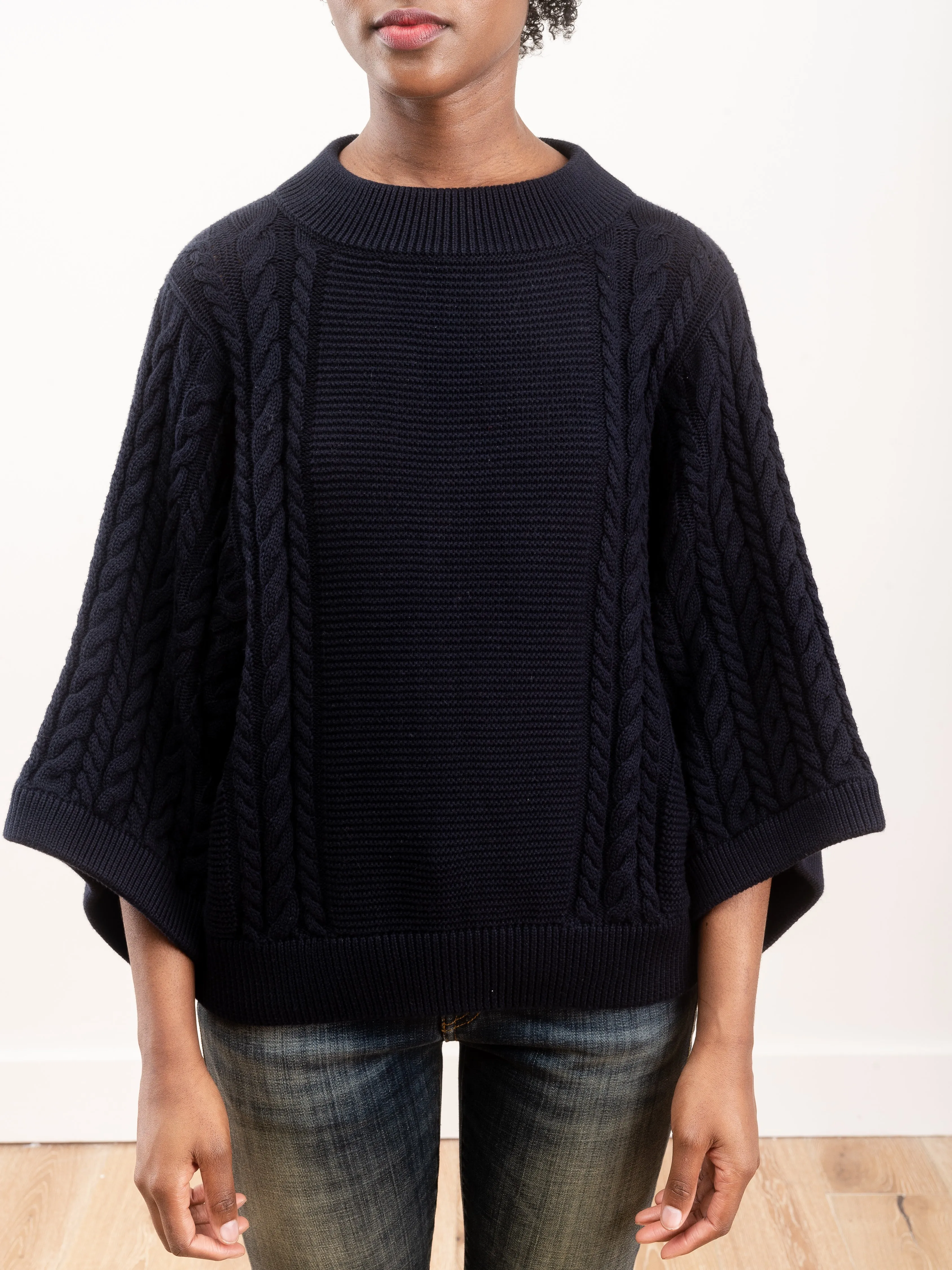 cable knit jumper - dark navy