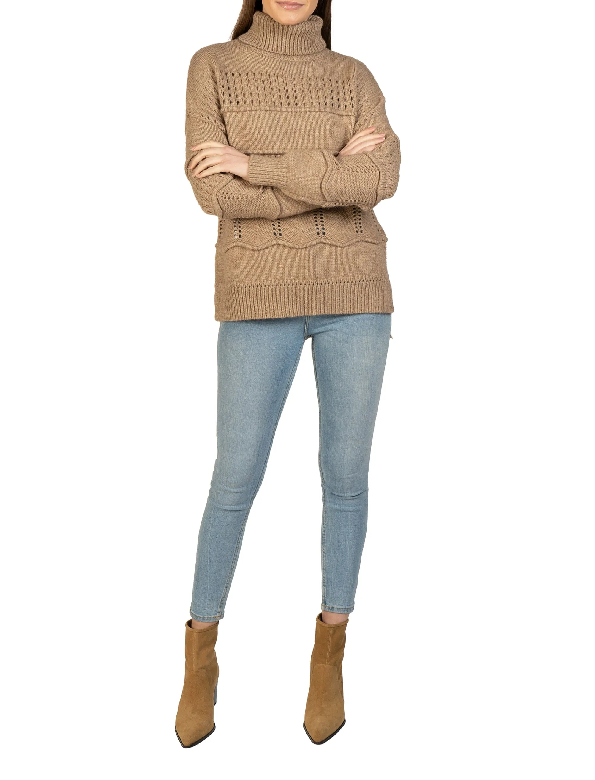 Cable Knit Turtleneck Pullover
