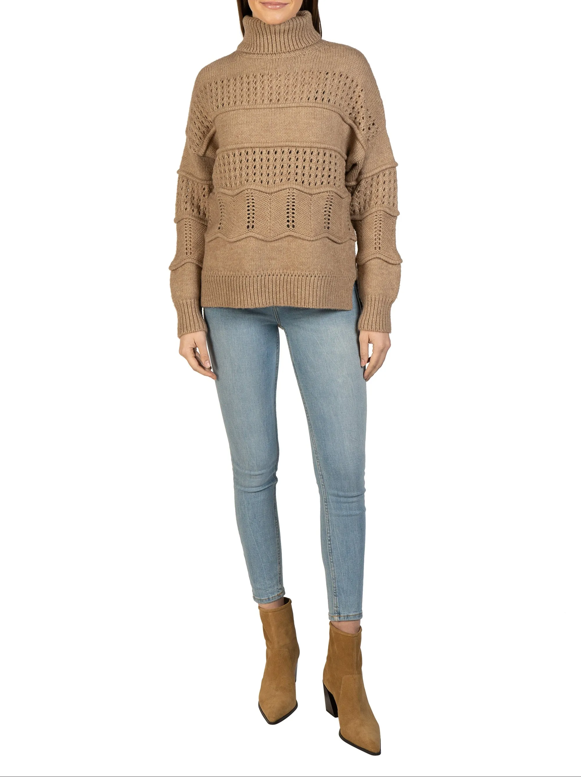 Cable Knit Turtleneck Pullover
