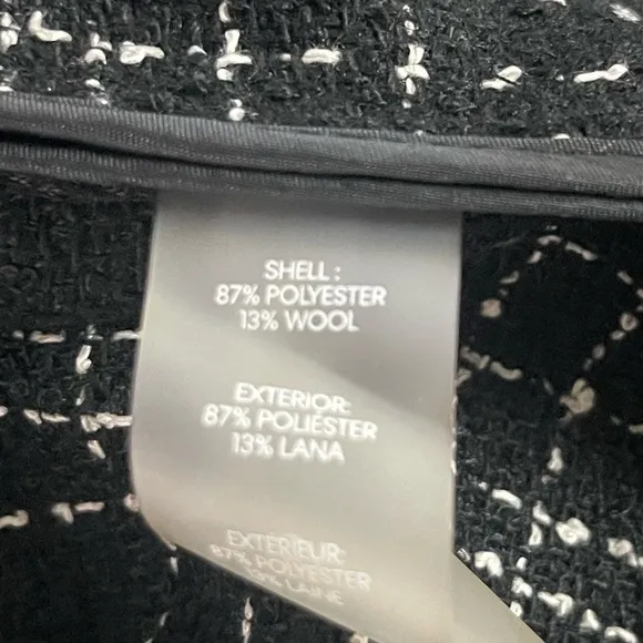 Calvin Klein Black and White Tweed Open Front Blazer Jacket 2