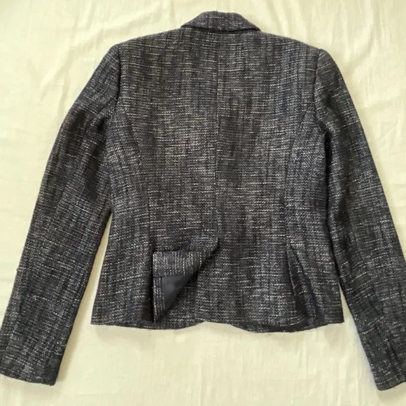 CALVIN KLEIN Boucle Tweed Blazer Blue Silver Size 2