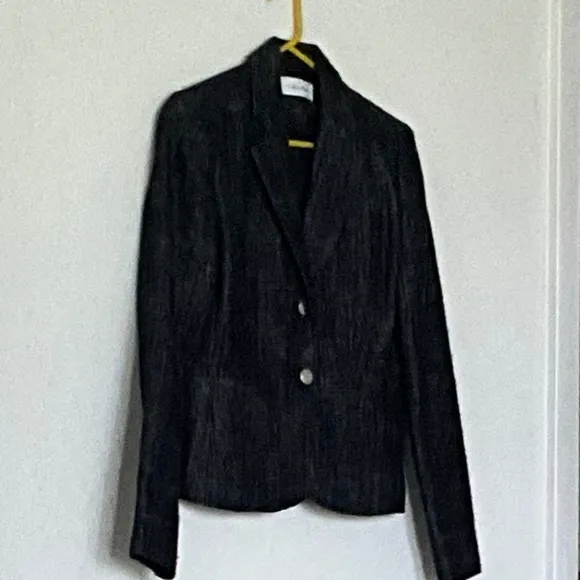 CALVIN KLEIN Boucle Tweed Blazer Blue Silver Size 2