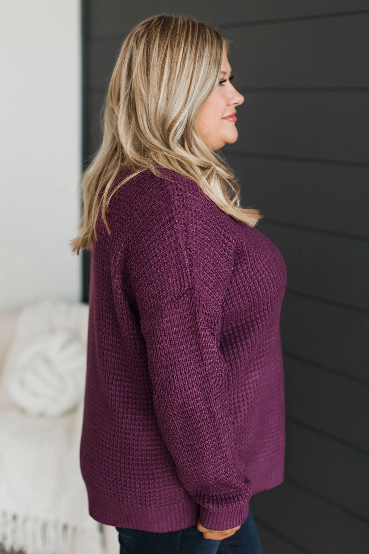 Captivating In Color Knit Sweater- Eggplant