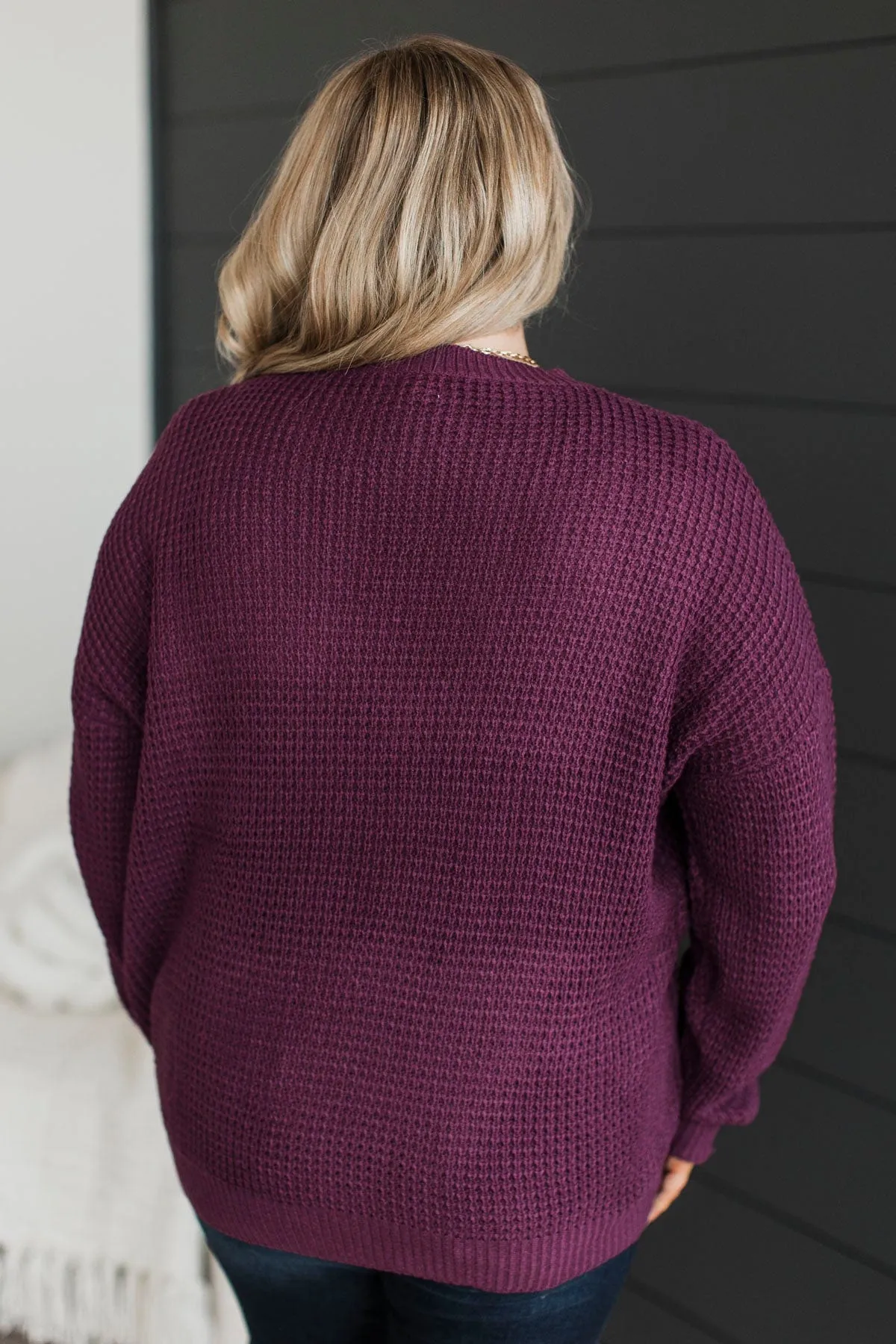 Captivating In Color Knit Sweater- Eggplant