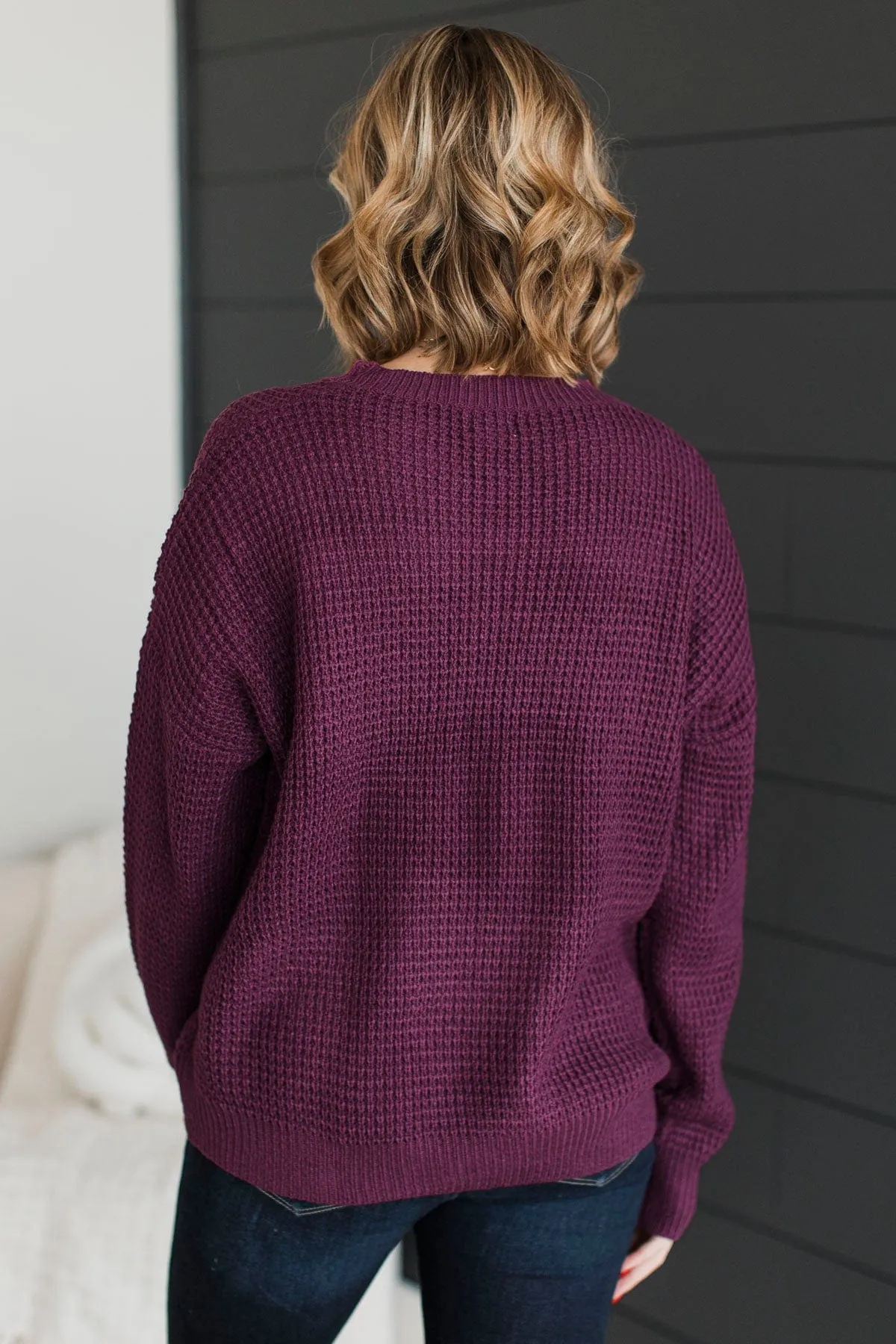 Captivating In Color Knit Sweater- Eggplant