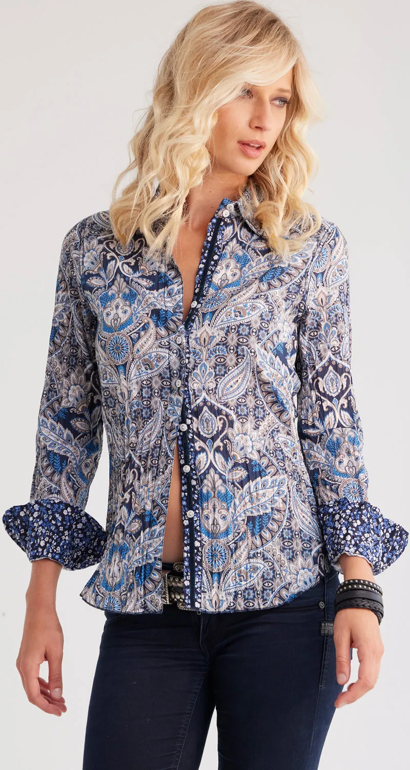 CARDIFF PERSIAN BLUE BUTTON DOWN SHIRT