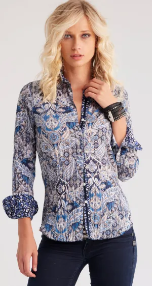 CARDIFF PERSIAN BLUE BUTTON DOWN SHIRT