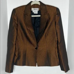 Carlisle Silk Tweed Bronze Brown Shimmer Blazer Suit Jacket Sz 10 Vintage