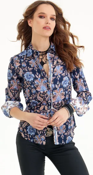 CASBAH DK BLUE BUTTON DOWN SHIRT