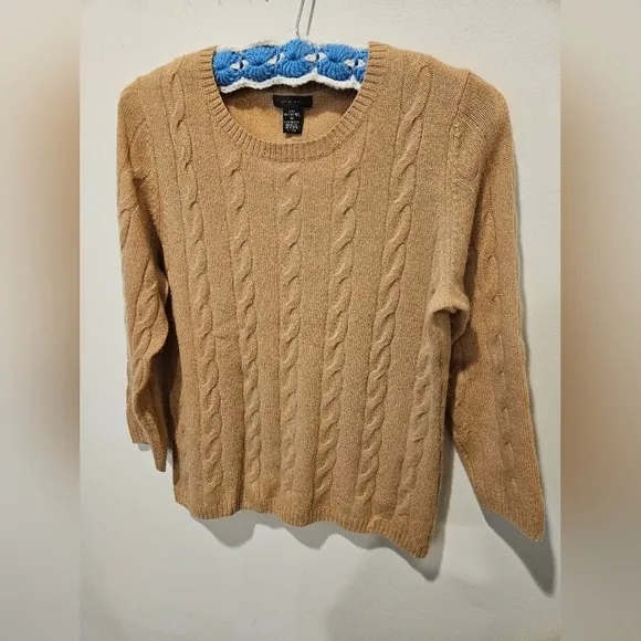 CASHMERE ONLY MINE WOMEN'S PULLOVER CABLE KNIT SWEATER SIZE M