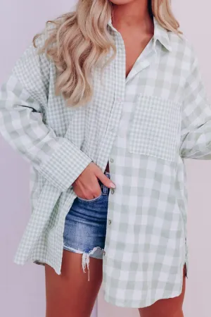 Cathy Pocketed Plaid Collared Neck Long Sleeve Shirt