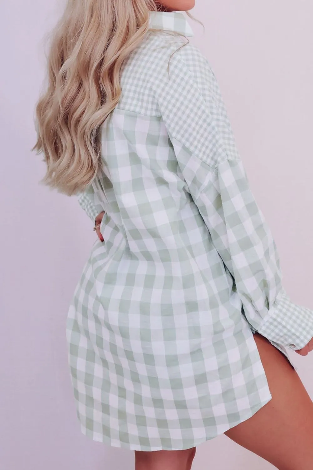 Cathy Pocketed Plaid Collared Neck Long Sleeve Shirt