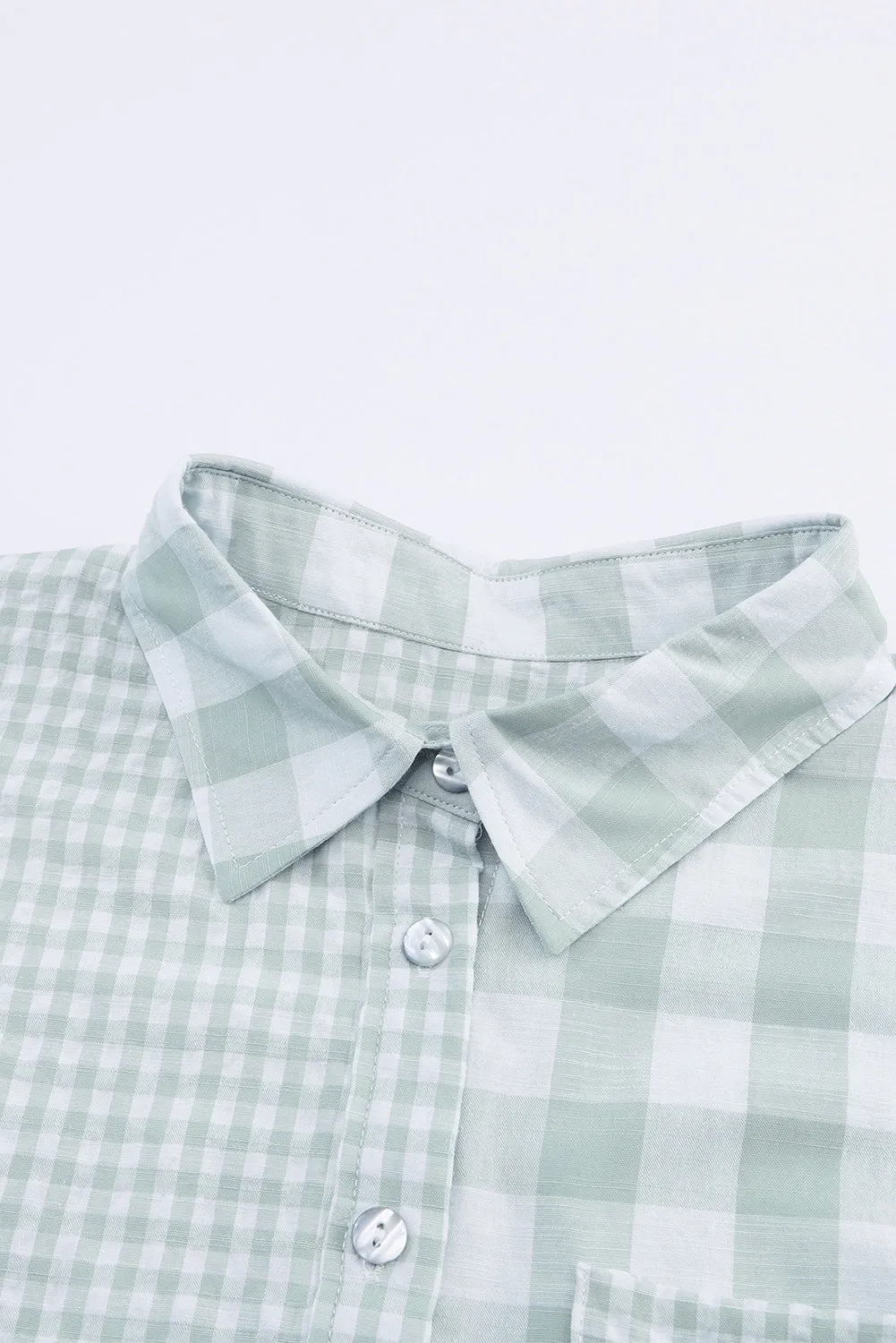 Cathy Pocketed Plaid Collared Neck Long Sleeve Shirt