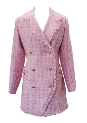 “CHANCE TENDRE” PINK TWEED MINI BLAZER DRESS.