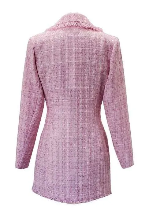 “CHANCE TENDRE” PINK TWEED MINI BLAZER DRESS.
