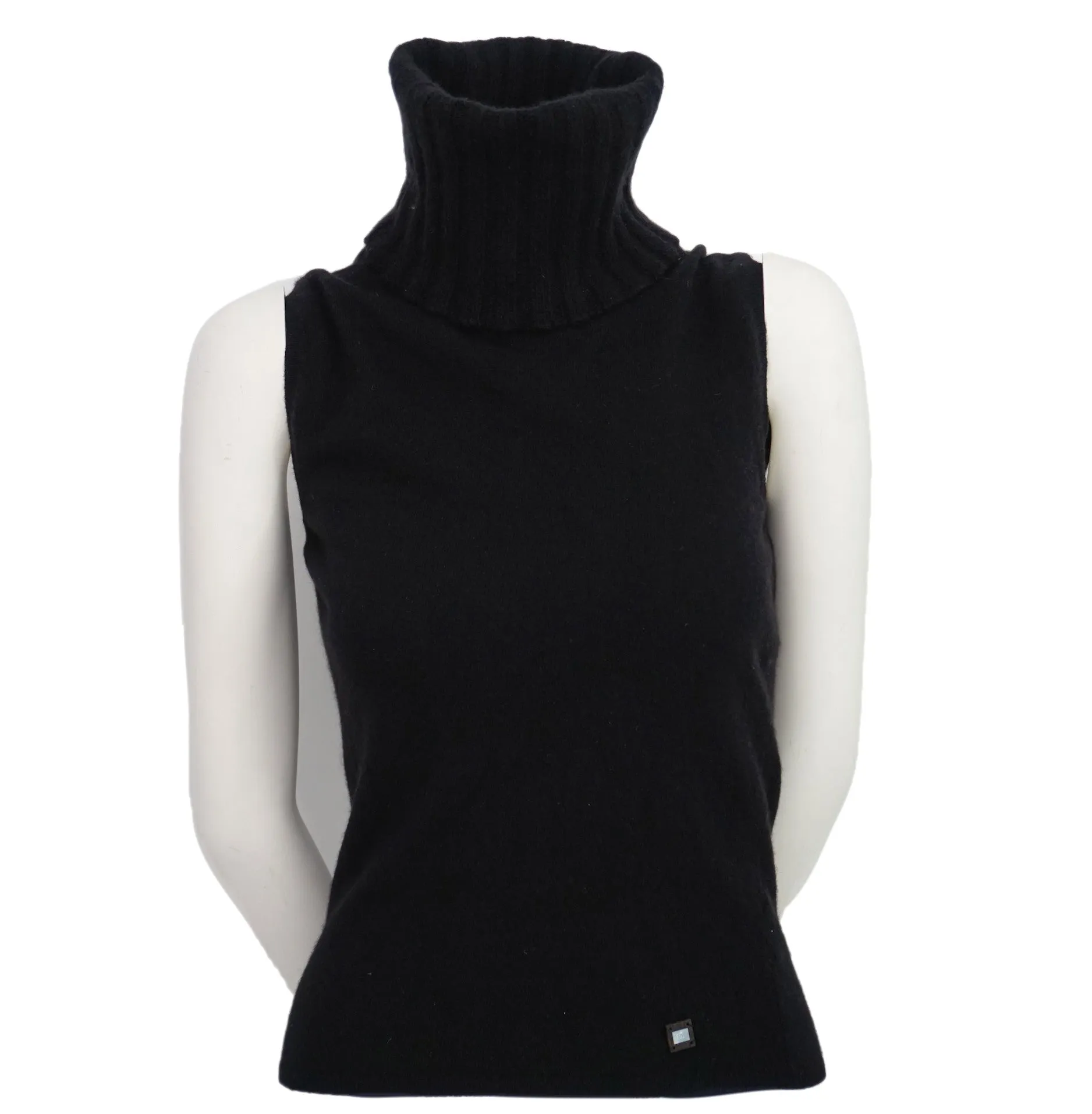 Chanel Cashmere Knit Sleeveless Turtleneck Sweater Size S
