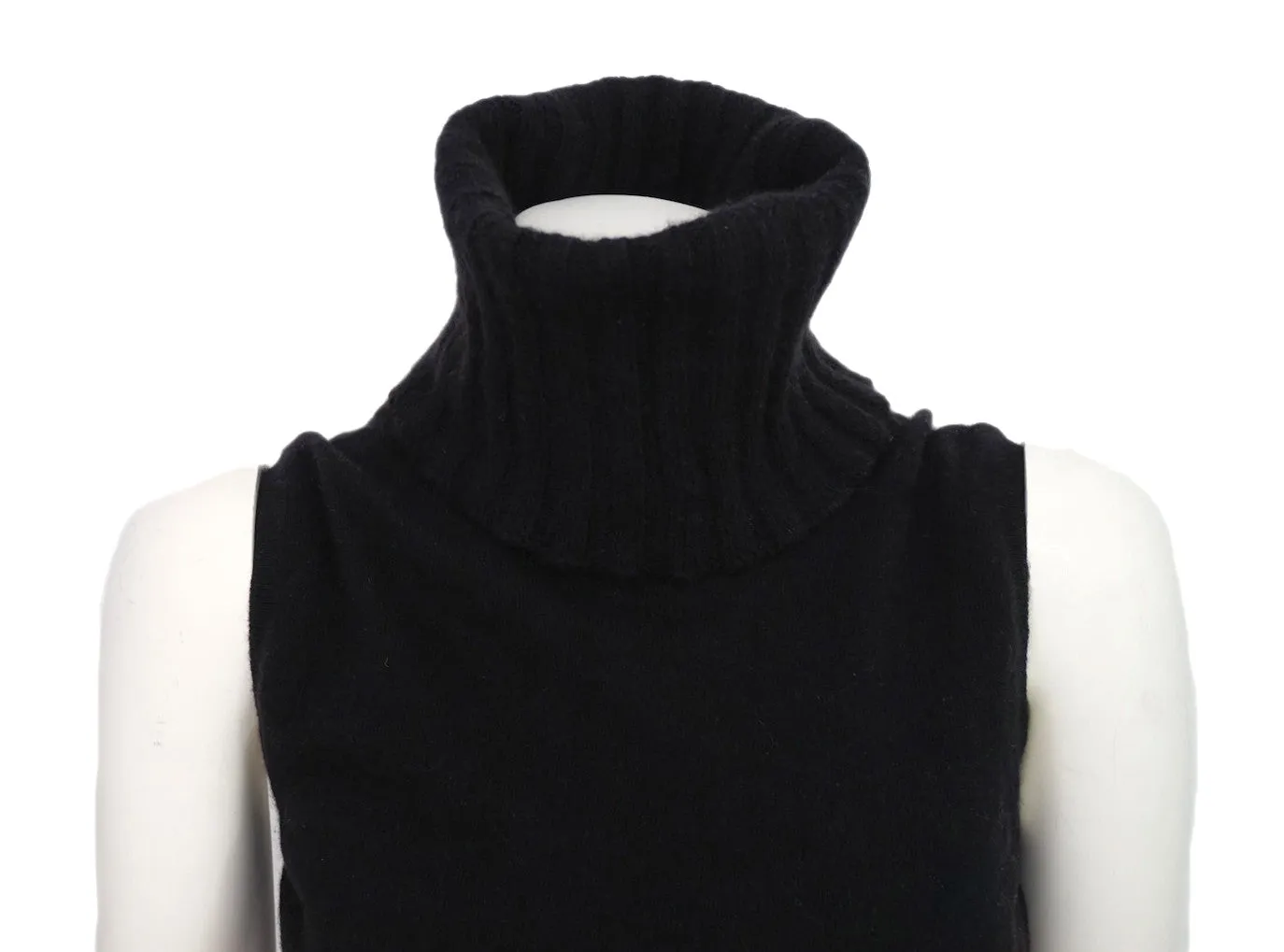 Chanel Cashmere Knit Sleeveless Turtleneck Sweater Size S