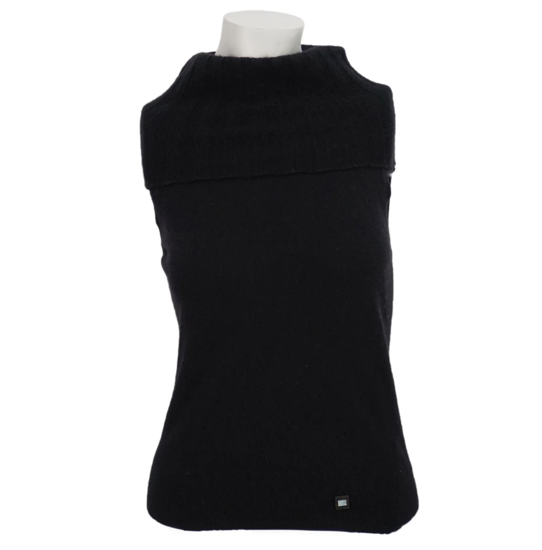Chanel Cashmere Knit Sleeveless Turtleneck Sweater Size S