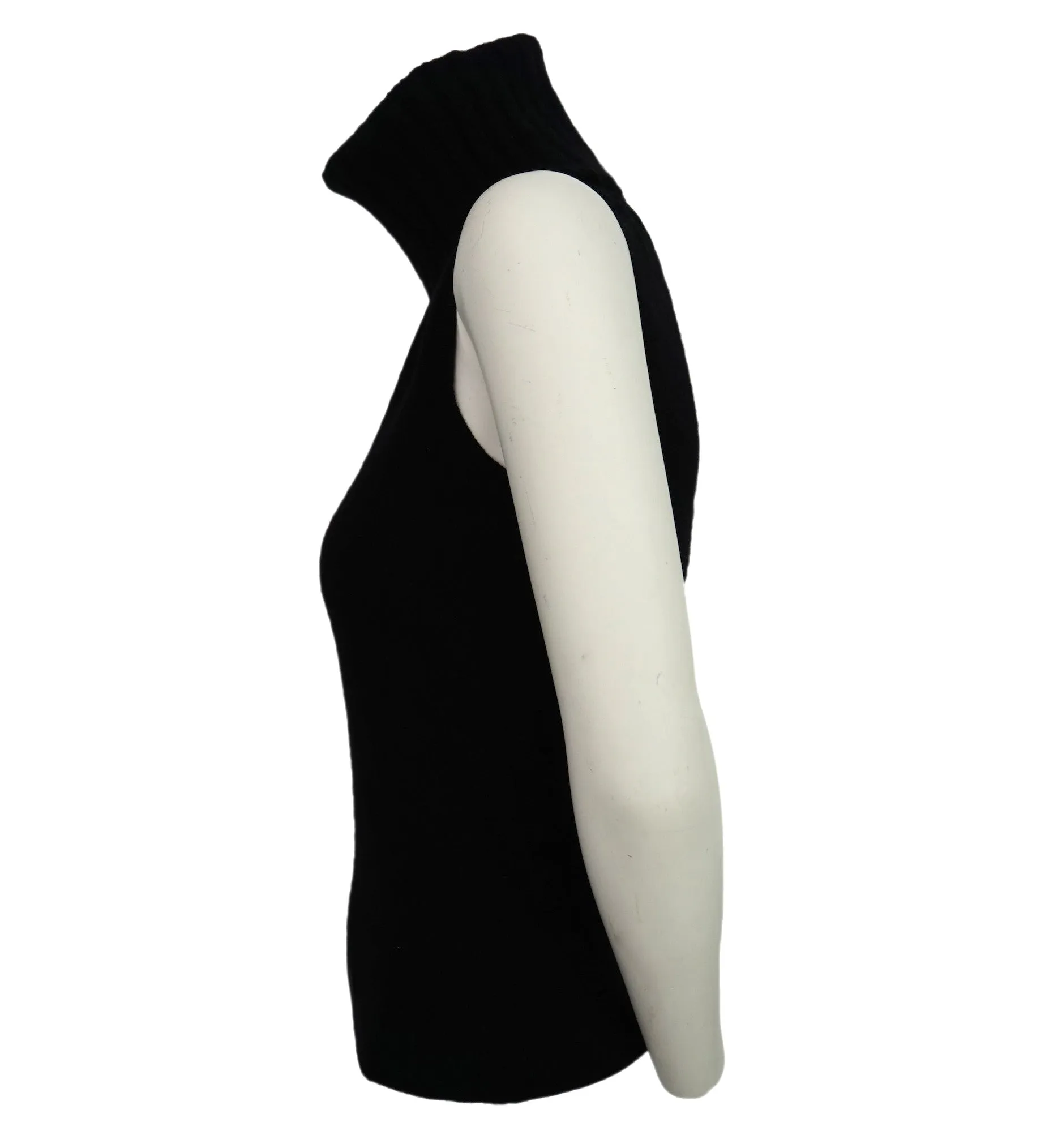 Chanel Cashmere Knit Sleeveless Turtleneck Sweater Size S