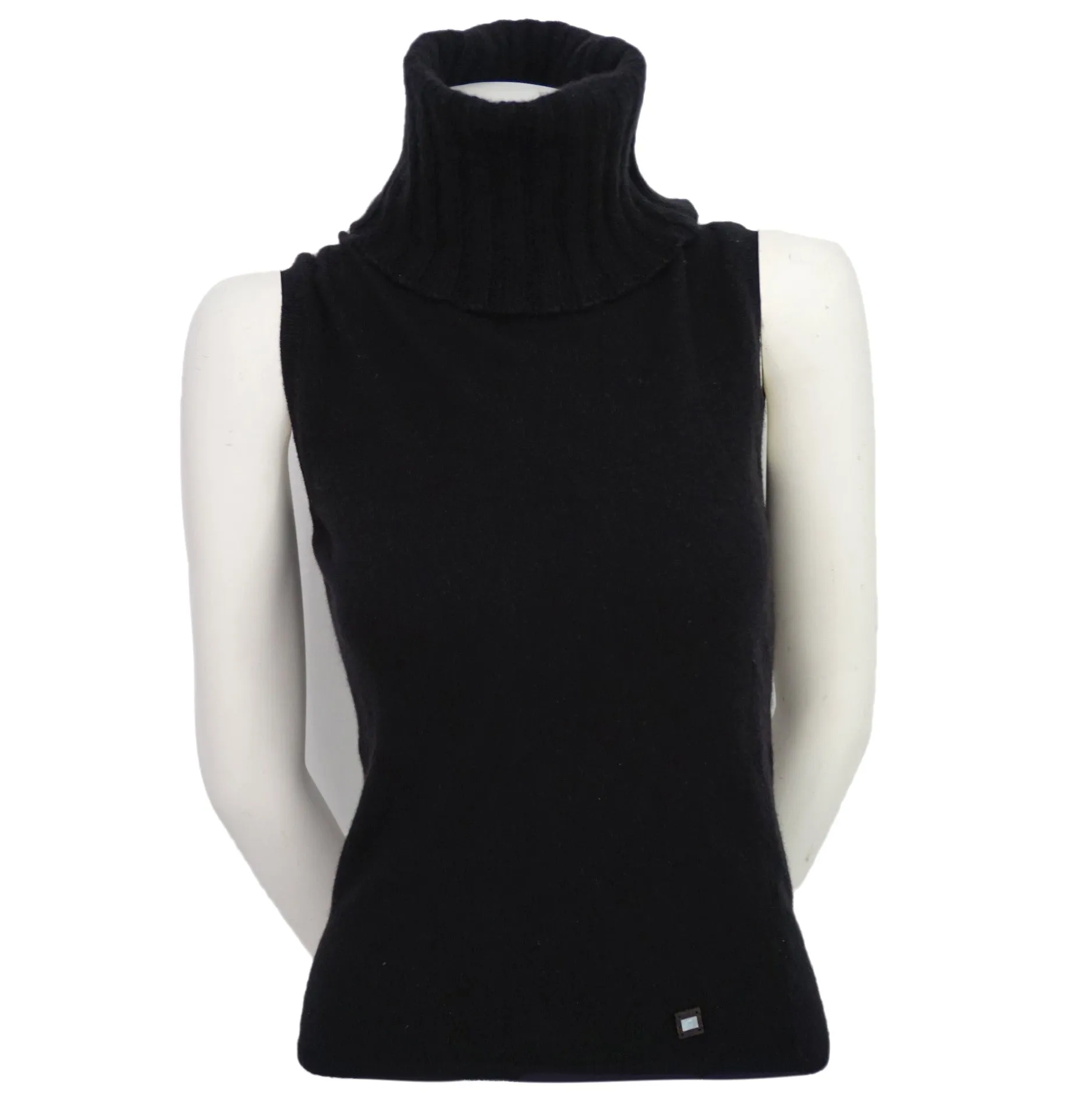 Chanel Cashmere Knit Sleeveless Turtleneck Sweater Size S