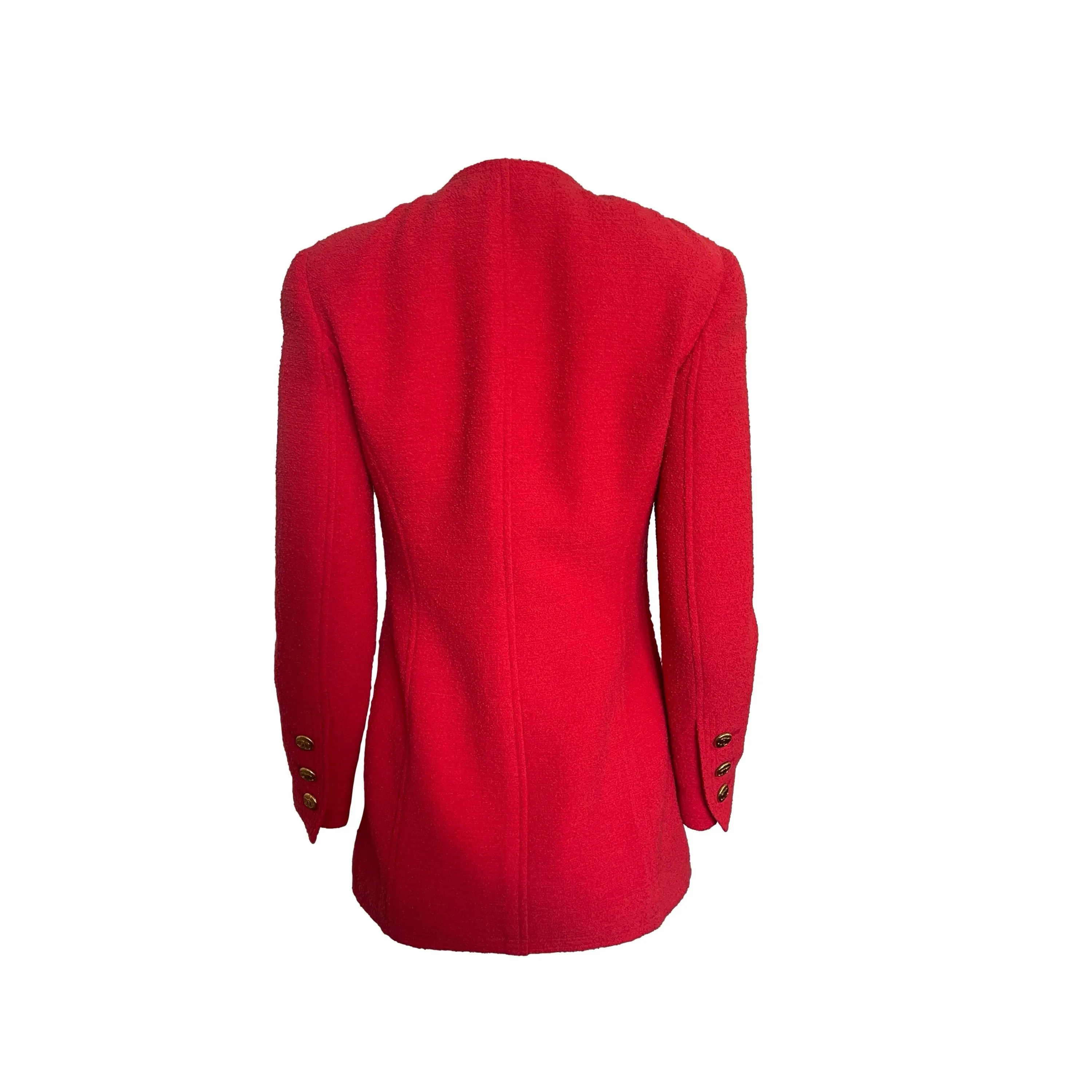 Chanel Coral Logo Button Blazer