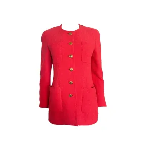 Chanel Coral Logo Button Blazer