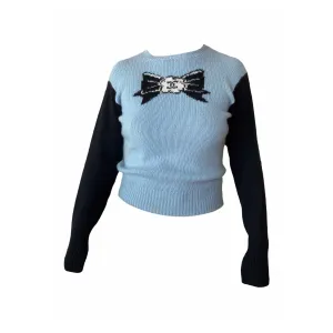 Chanel Light Blue Logo Sweater